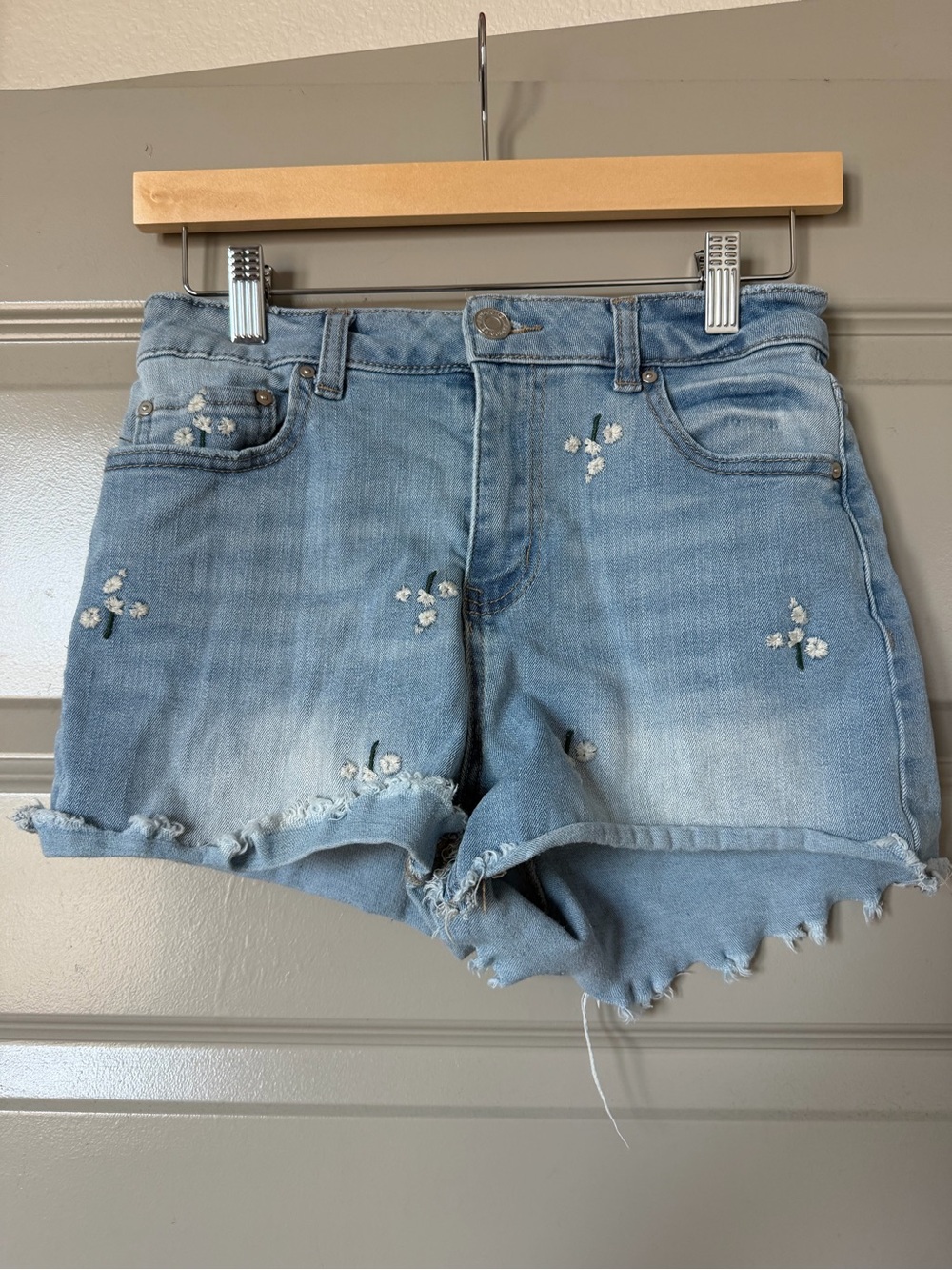 Indigo Rein Light Blue Embroidered Denim Shorts